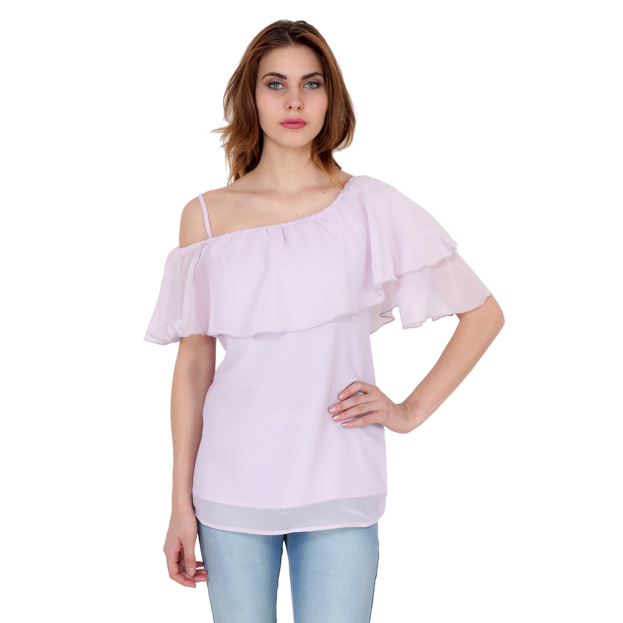 LOST IN PASTEL PURPLE CAPE SLEEVES REGULAR TOP